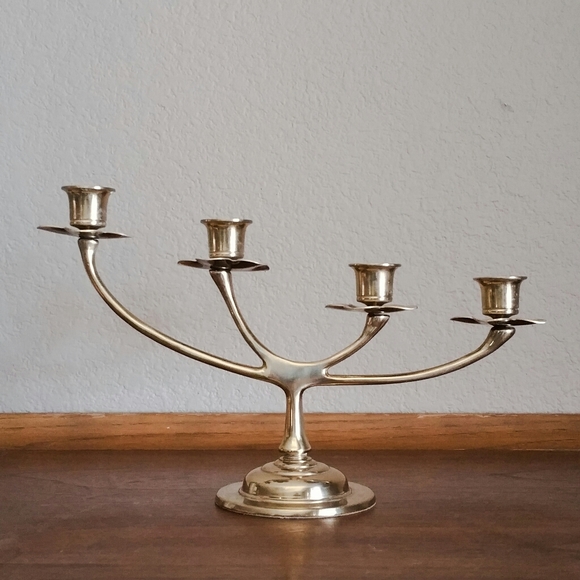 Vintage Brass Floral Candlestick Candelabra
